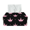 Pink Crown Pattern Print Rectangle Tissue Box Cover