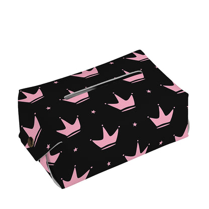 Pink Crown Pattern Print Rectangle Tissue Box Cover