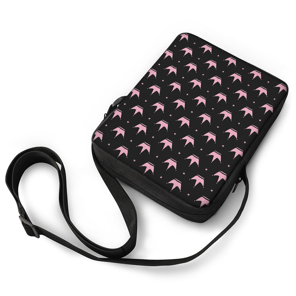 Pink Crown Pattern Print Rectangular Crossbody Bag