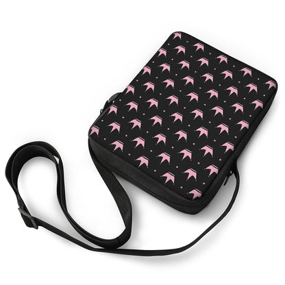 Pink Crown Pattern Print Rectangular Crossbody Bag