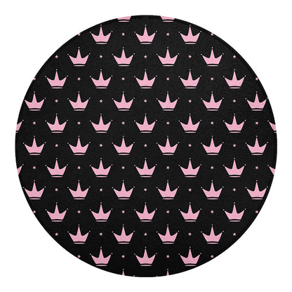 Pink Crown Pattern Print Round Blanket