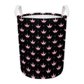 Pink Crown Pattern Print Round Laundry Basket