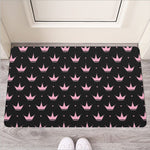 Pink Crown Pattern Print Rubber Doormat