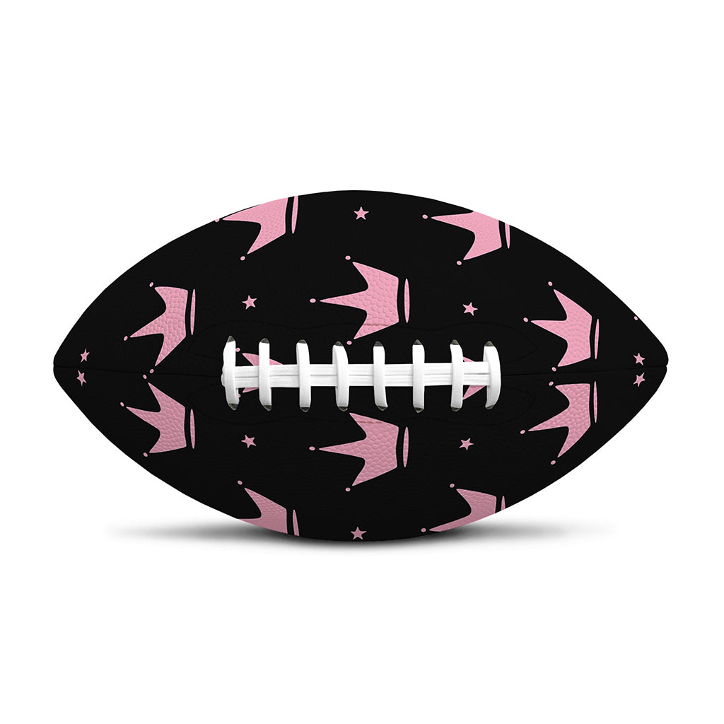 Pink Crown Pattern Print Rugby Ball