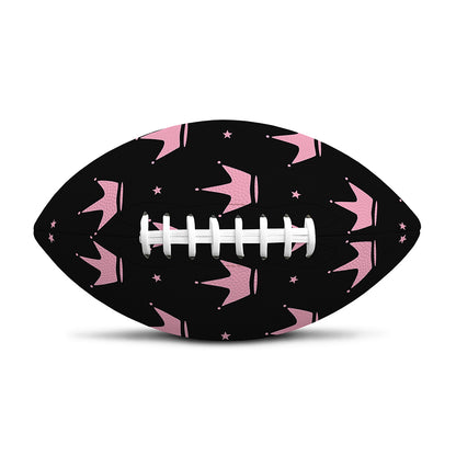 Pink Crown Pattern Print Rugby Ball