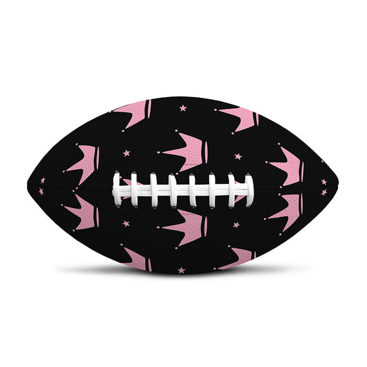 Pink Crown Pattern Print Rugby Ball