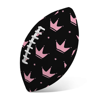 Pink Crown Pattern Print Rugby Ball