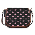 Pink Crown Pattern Print Saddle Bag