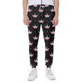 Pink Crown Pattern Print Joggers