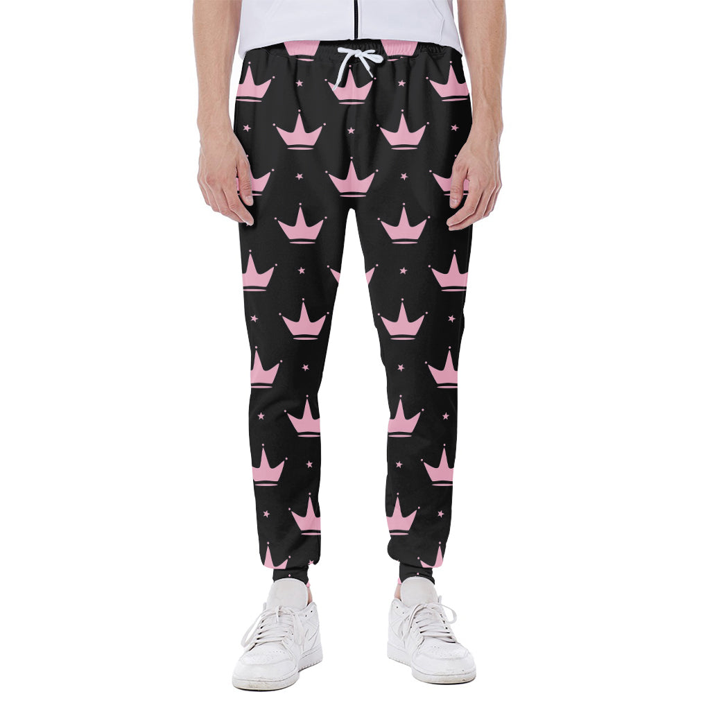 Pink Crown Pattern Print Scuba Joggers