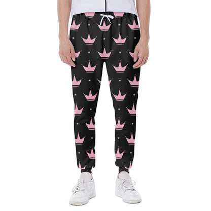 Pink Crown Pattern Print Scuba Joggers