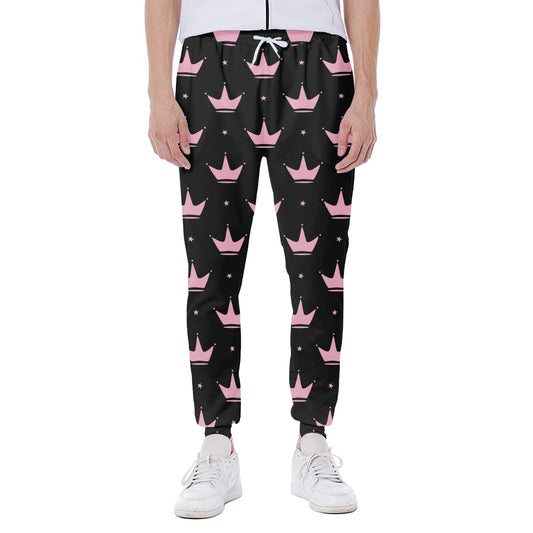 Pink Crown Pattern Print Scuba Joggers