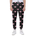 Pink Crown Pattern Print Scuba Joggers