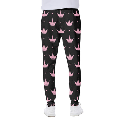 Pink Crown Pattern Print Scuba Joggers