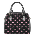 Pink Crown Pattern Print Shoulder Handbag