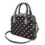 Pink Crown Pattern Print Shoulder Handbag