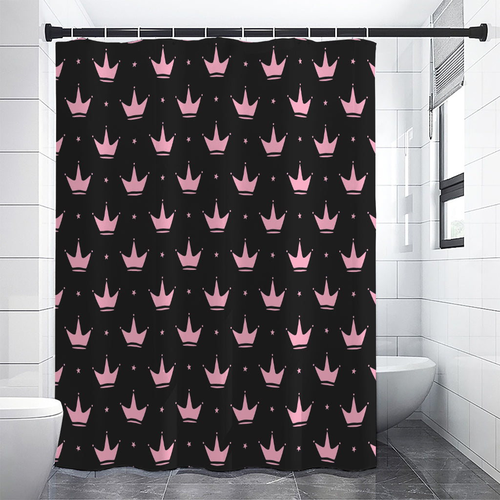 Pink Crown Pattern Print Shower Curtain