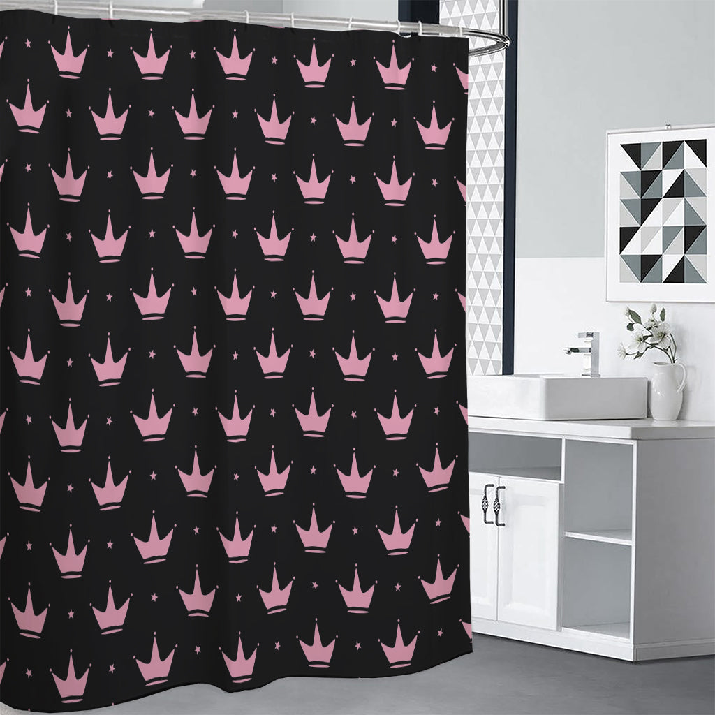 Pink Crown Pattern Print Shower Curtain