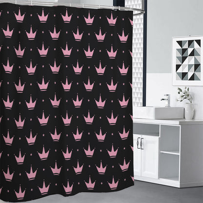 Pink Crown Pattern Print Shower Curtain