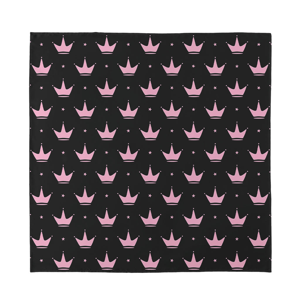 Pink Crown Pattern Print Silk Bandana