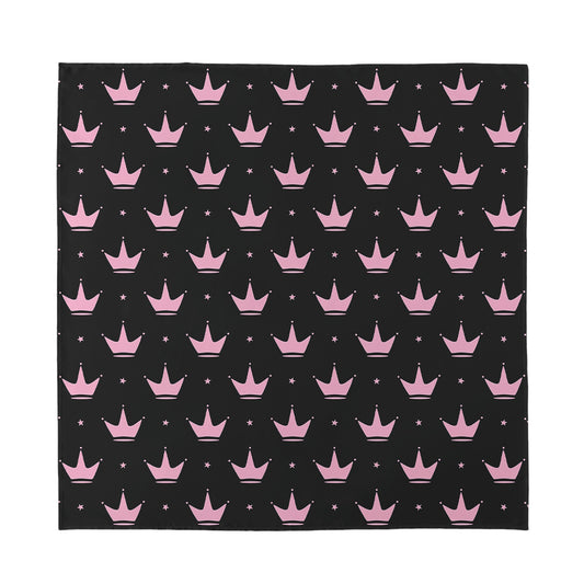 Pink Crown Pattern Print Silk Bandana