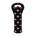 Pink Crown Pattern Print Single Neoprene Wine Tote