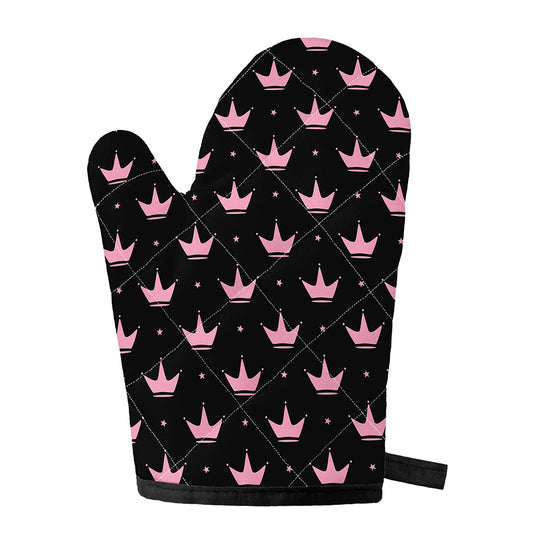 Pink Crown Pattern Print Single Oven Mitt