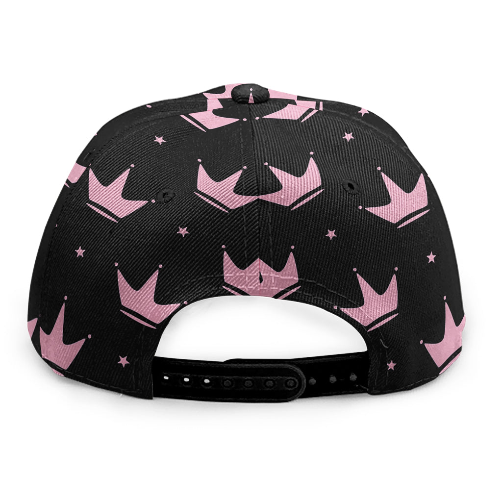 Pink Crown Pattern Print Snapback Cap