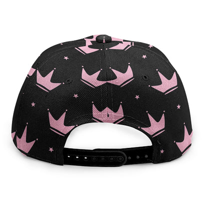 Pink Crown Pattern Print Snapback Cap