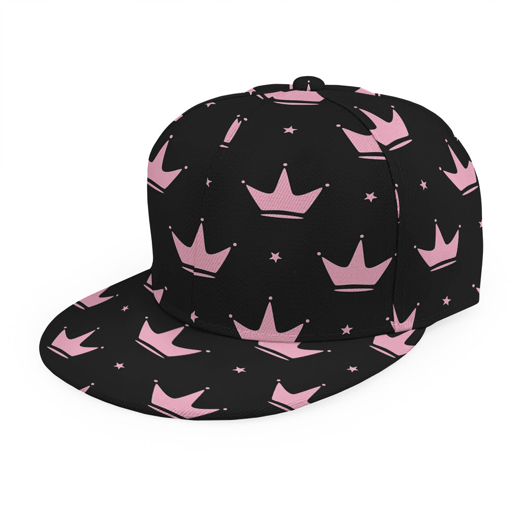Pink Crown Pattern Print Snapback Cap