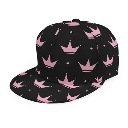 Pink Crown Pattern Print Snapback Cap