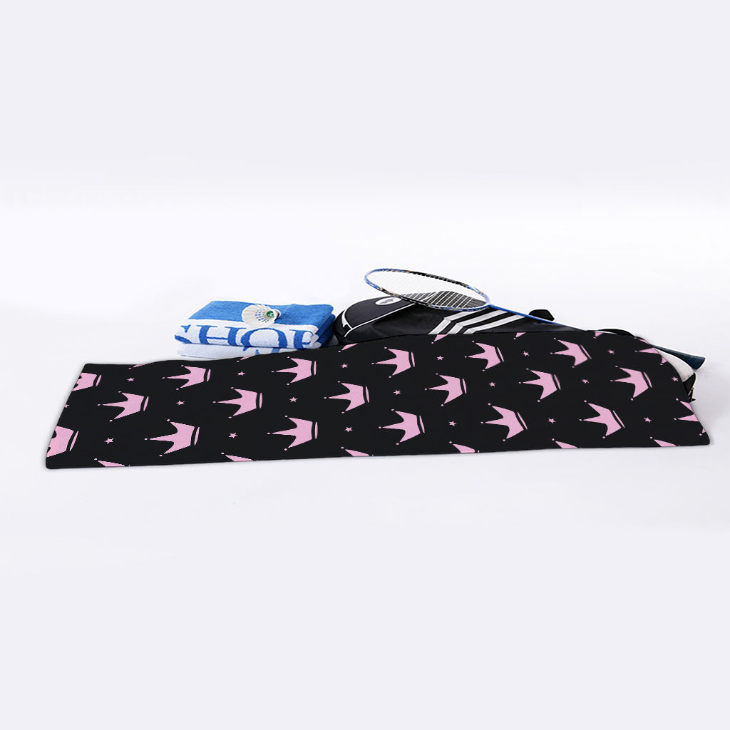 Pink Crown Pattern Print Sports Towel
