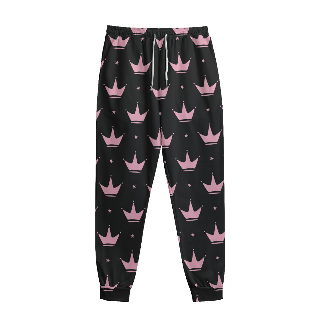 Pink Crown Pattern Print Sweatpants
