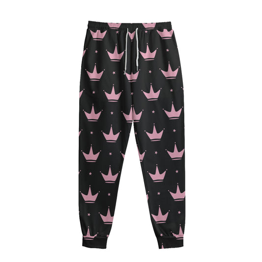 Pink Crown Pattern Print Sweatpants