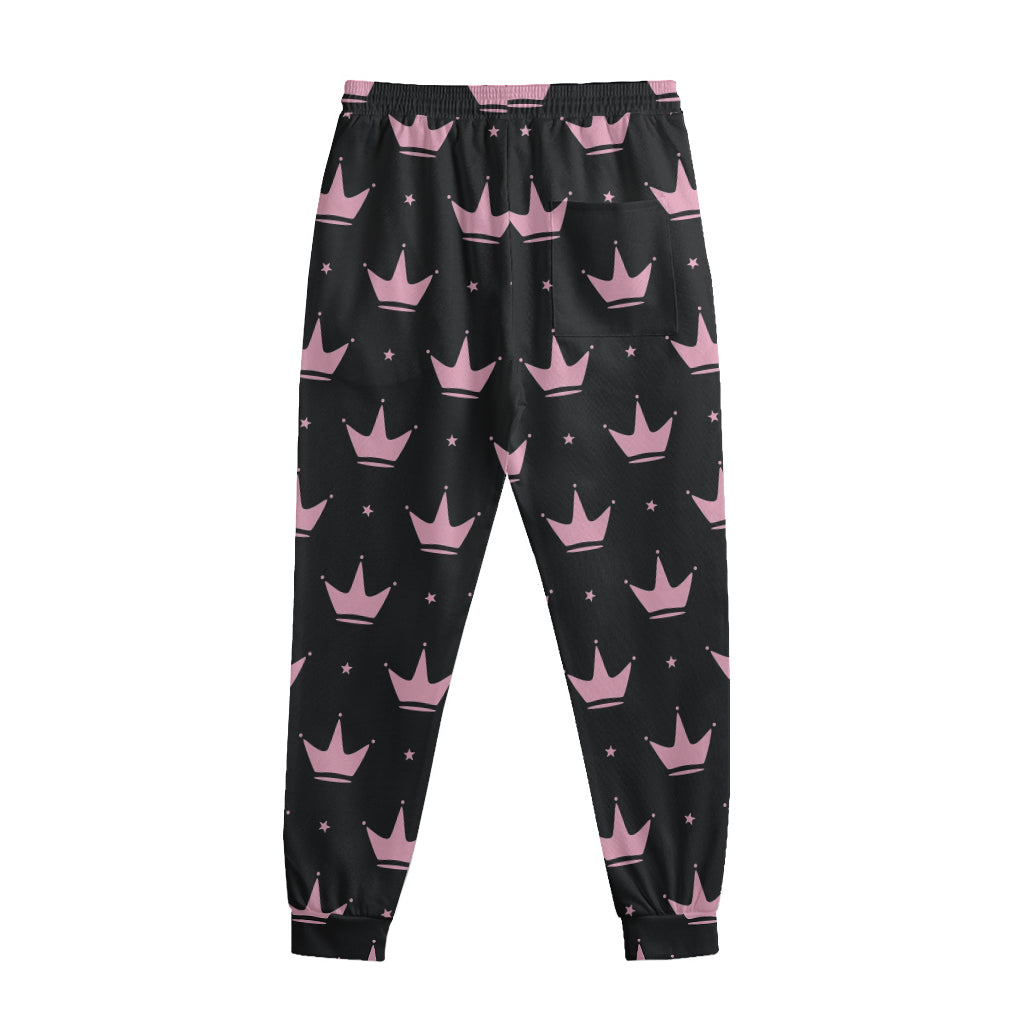 Pink Crown Pattern Print Sweatpants