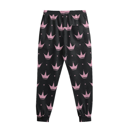 Pink Crown Pattern Print Sweatpants