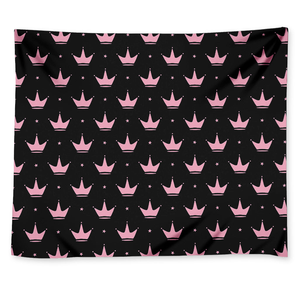 Pink Crown Pattern Print Tapestry
