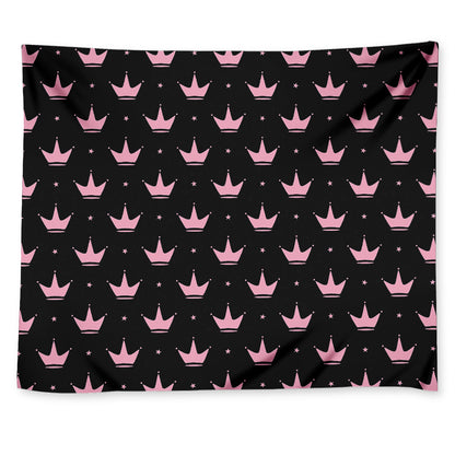 Pink Crown Pattern Print Tapestry