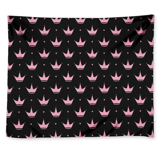 Pink Crown Pattern Print Tapestry