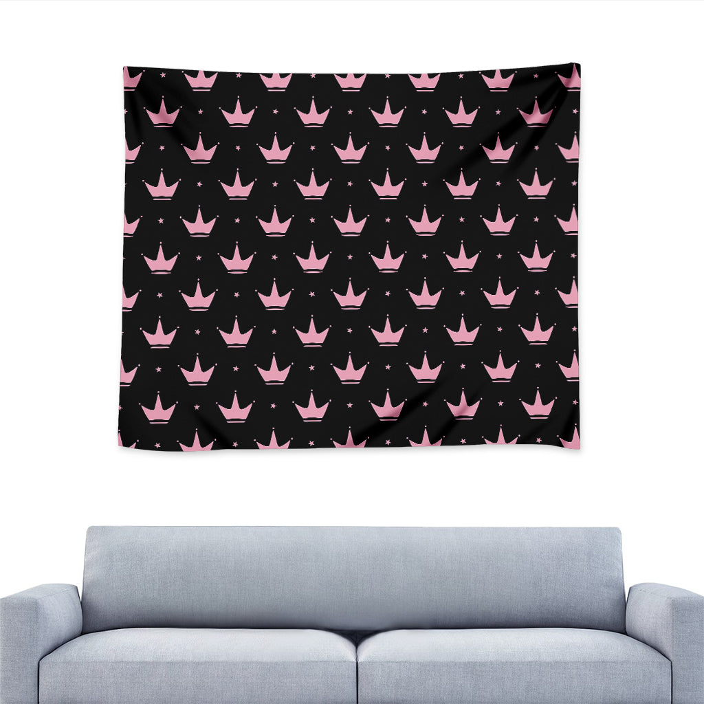 Pink Crown Pattern Print Tapestry
