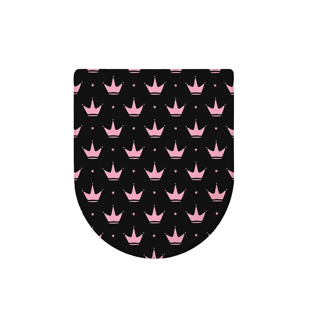 Pink Crown Pattern Print Toilet Lid Cover