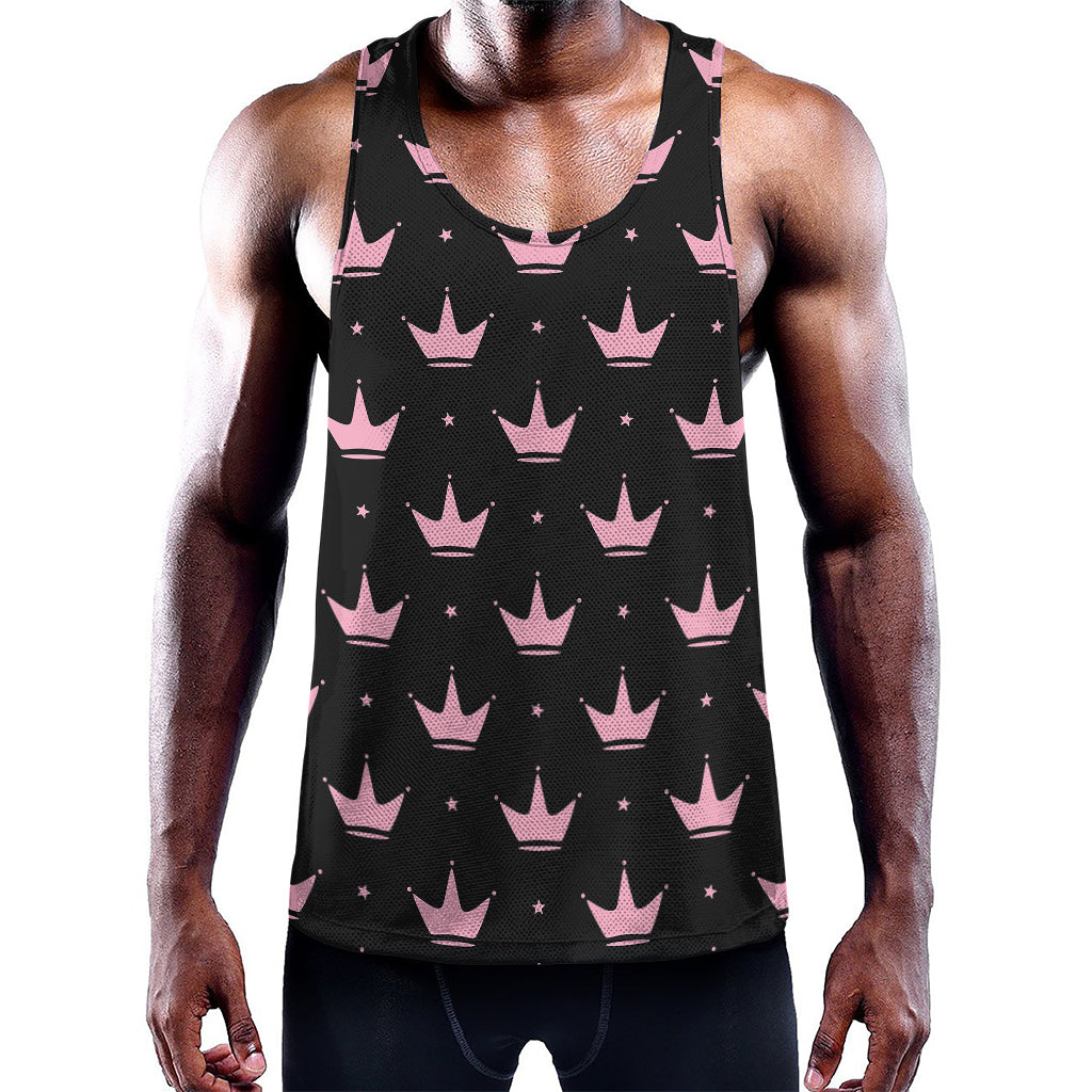 Pink Crown Pattern Print Training Tank Top