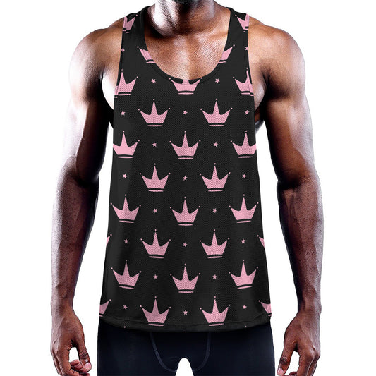 Pink Crown Pattern Print Training Tank Top