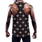 Pink Crown Pattern Print Training Tank Top
