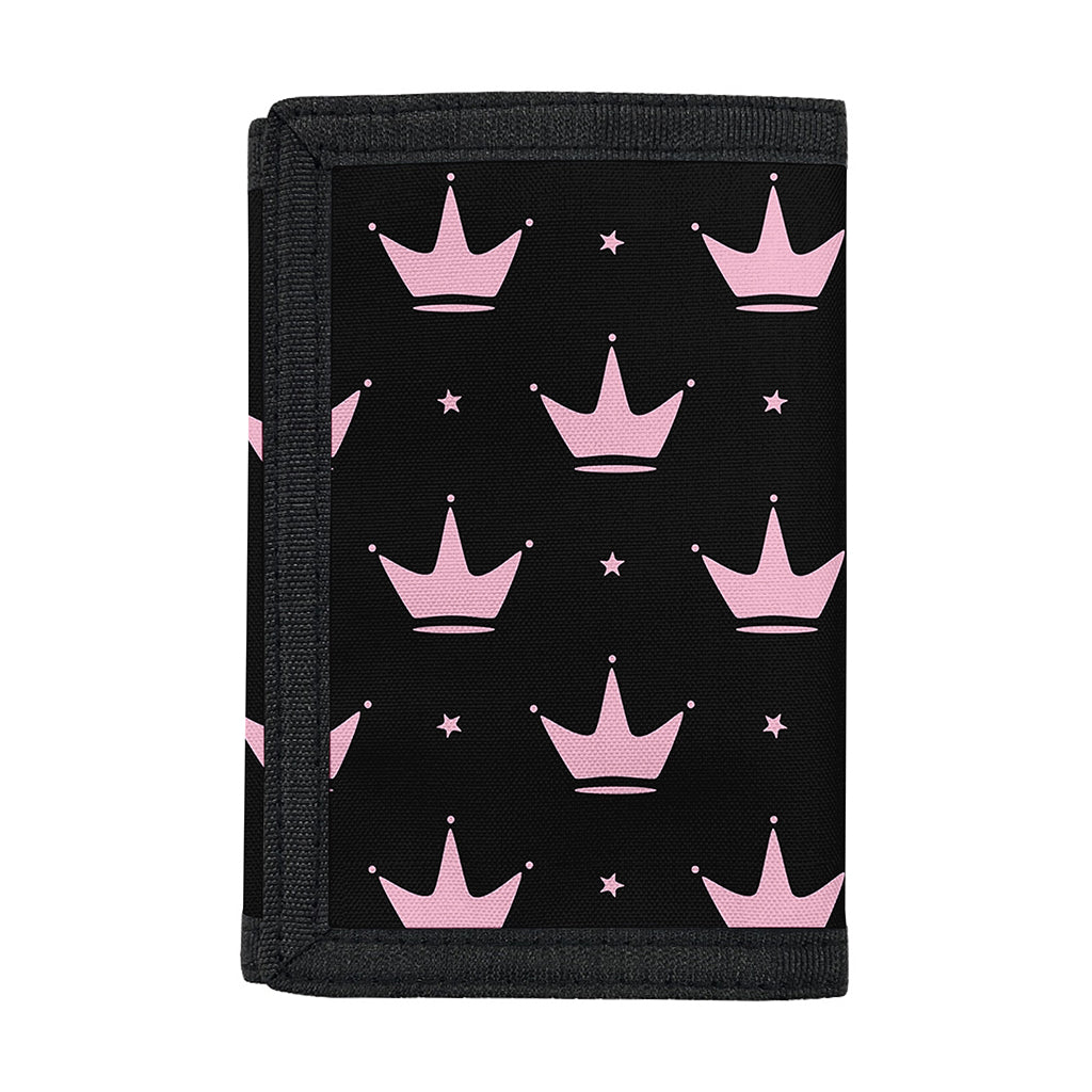 Pink Crown Pattern Print Trifold Wallet