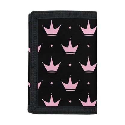 Pink Crown Pattern Print Trifold Wallet