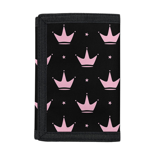 Pink Crown Pattern Print Trifold Wallet