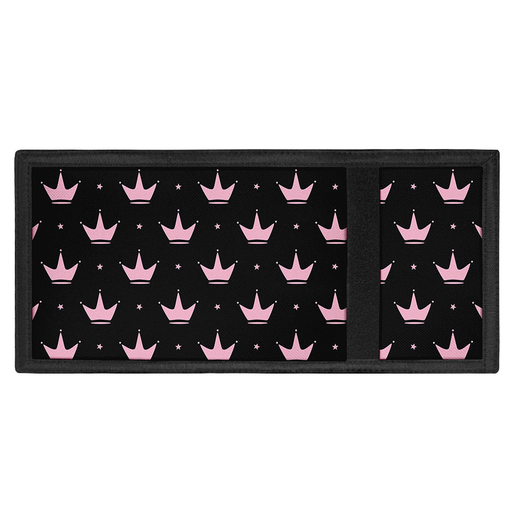 Pink Crown Pattern Print Trifold Wallet