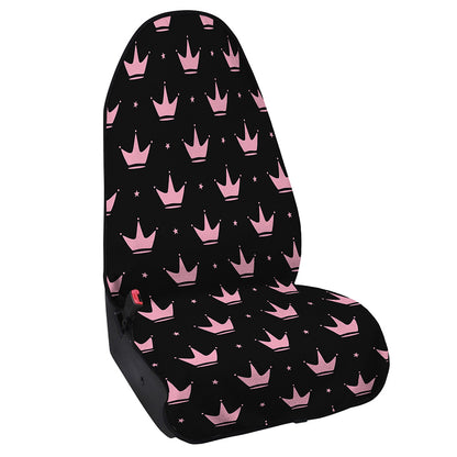 Pink Crown Pattern Print Waterproof Car Seat Cover