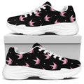 Pink Crown Pattern Print White Chunky Shoes